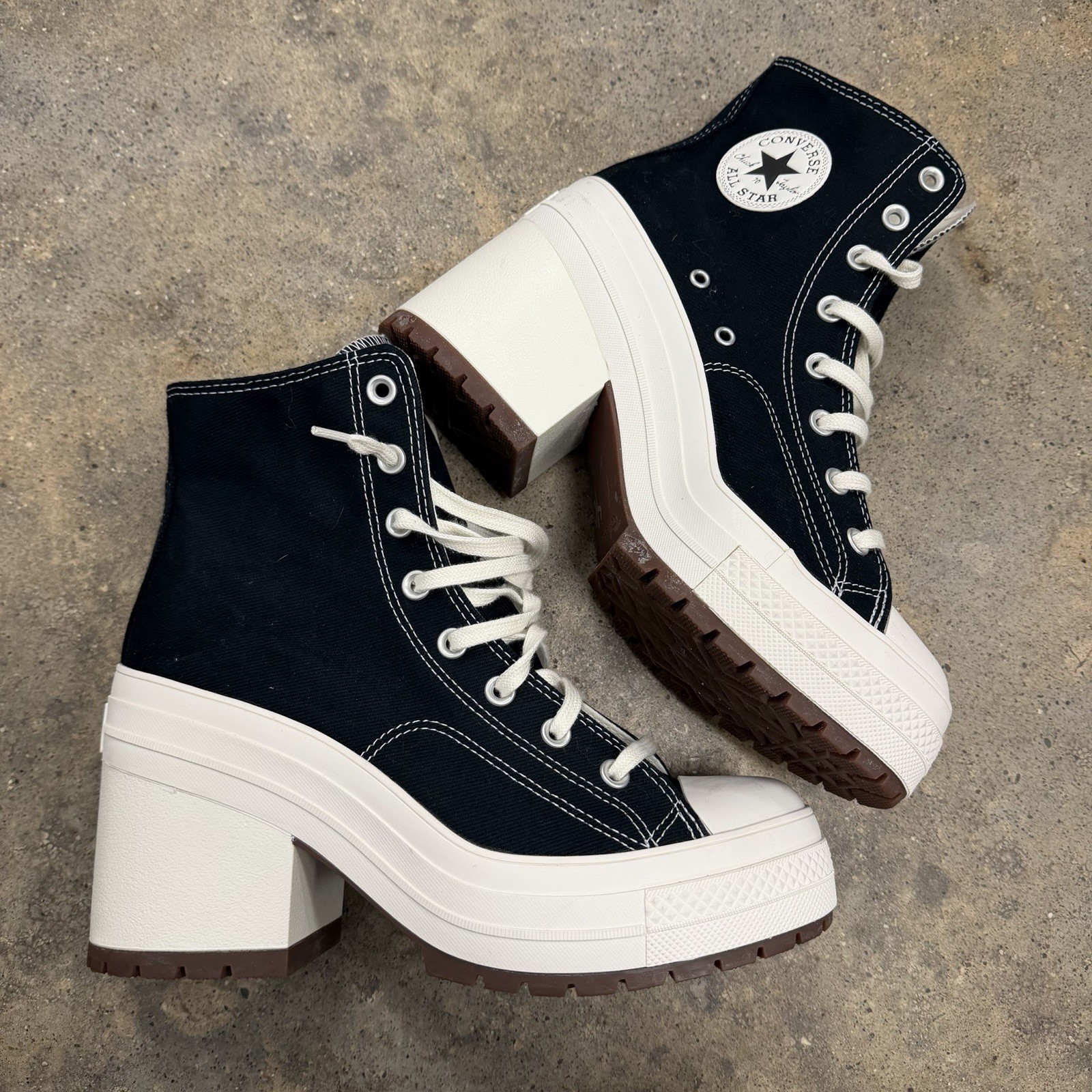 Converse Women Chuck 70 De Luxe Black High Top Heel Sneakers Size W10/M8