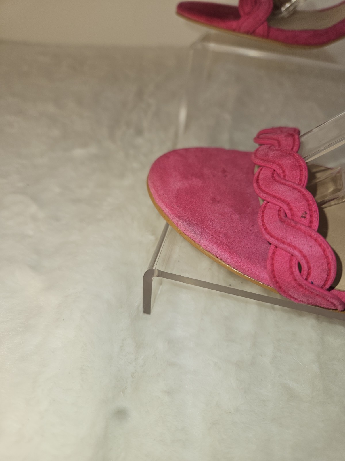 Stuart Weitzman Dancer Twistie Suede Sandal Women’s Pink Size US6B EU36.5