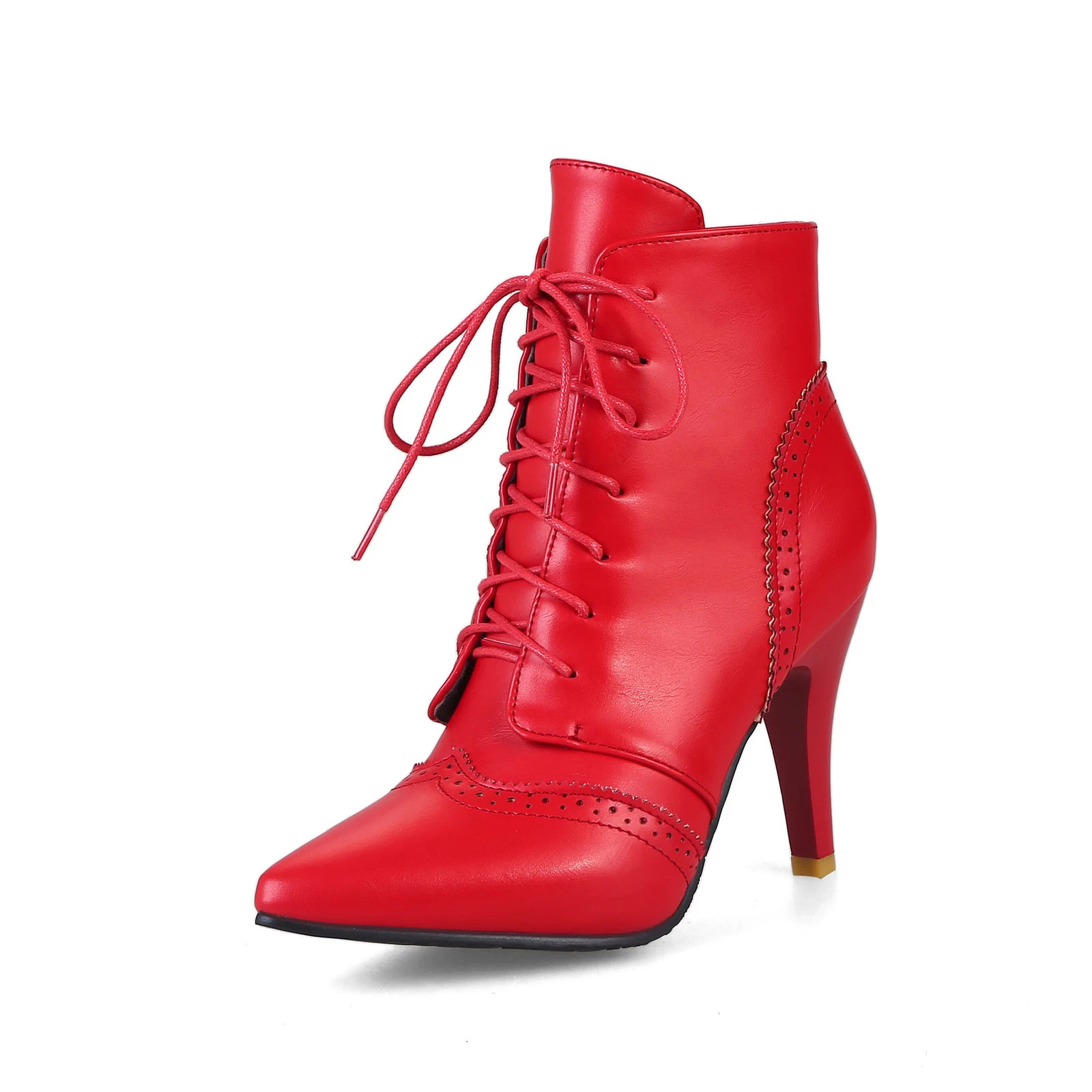 Womens Autumn Pointed Toe High Heels Up Autumn Fashion Ankle Boots