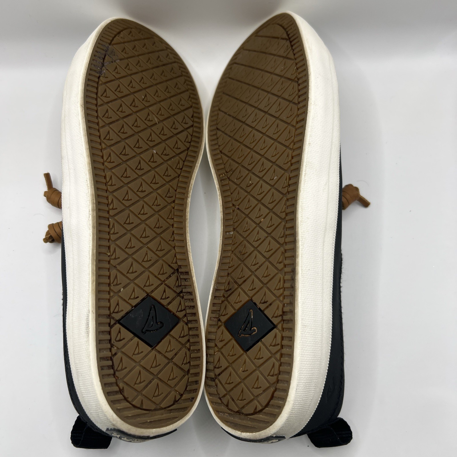 Sperry Pier Wave Dock Siders Women Size 7 Black Canvas Leather STS84642