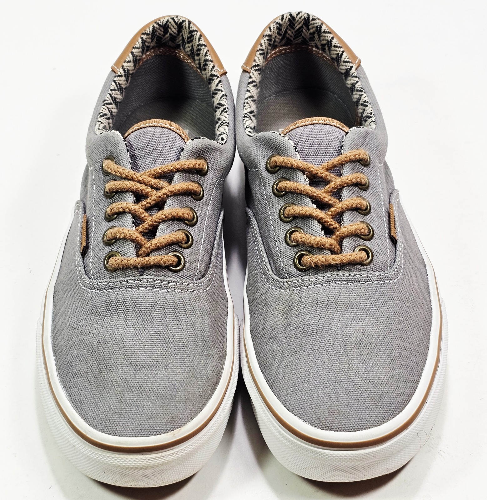 VANS Era 59 Womens 9.0 M C&L Sneakers Frost Gray Chevron Canvas Leather 500714