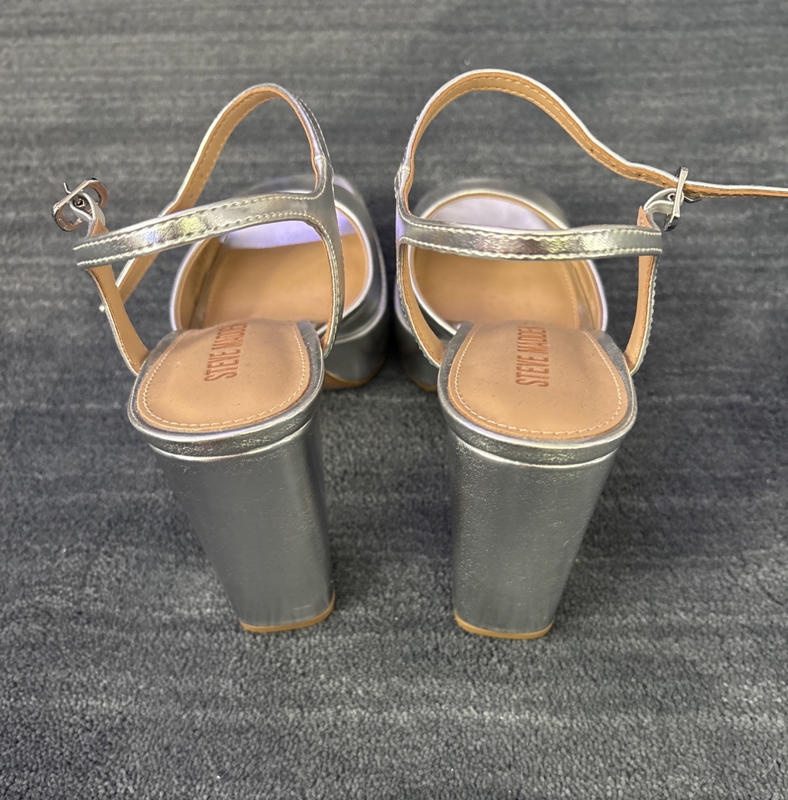 Steve Madden Silver Block Heels Size 7