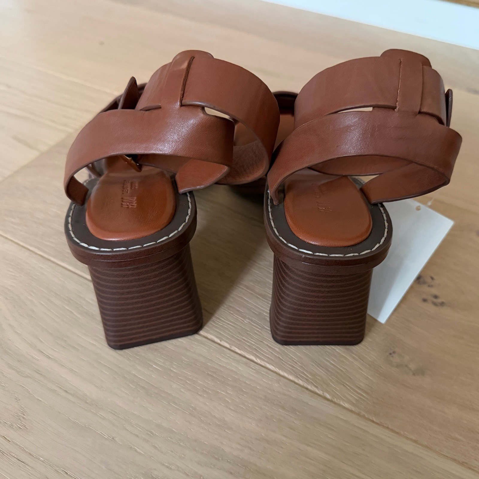NWT H&M Leather Block Heel Sandals Size 8 / 39