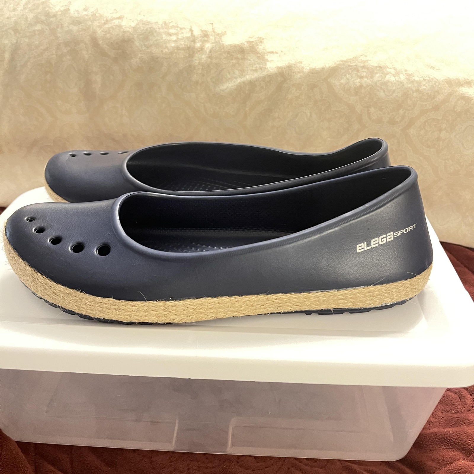 ELEGA SPORT Shoes Womens Size 8 Navy Blue Flats Espadrille Jelly EVA SV-014