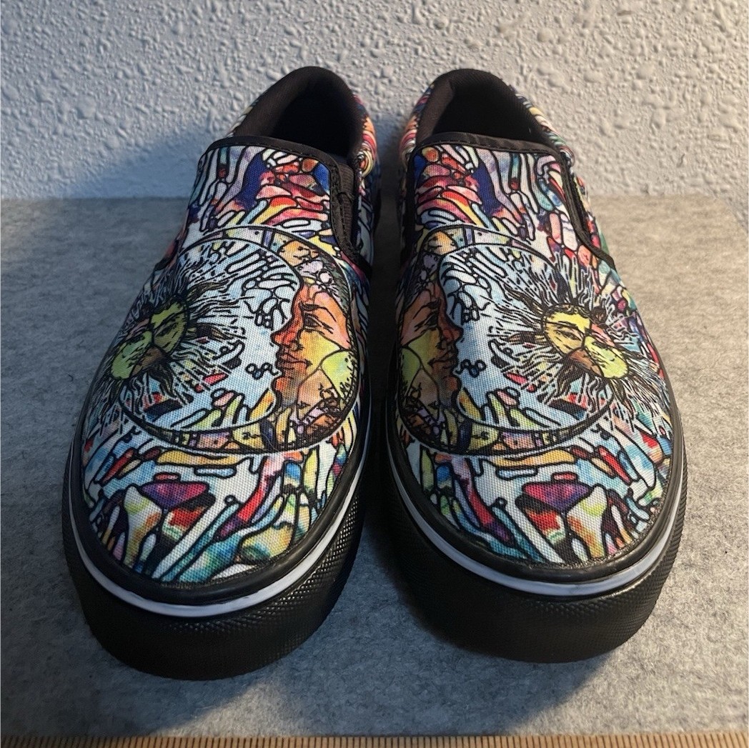 Yes We Vibe Women’s Slip-On Canvas Shoes Multicolor Graphic ⭐️🌖 Print Black 9