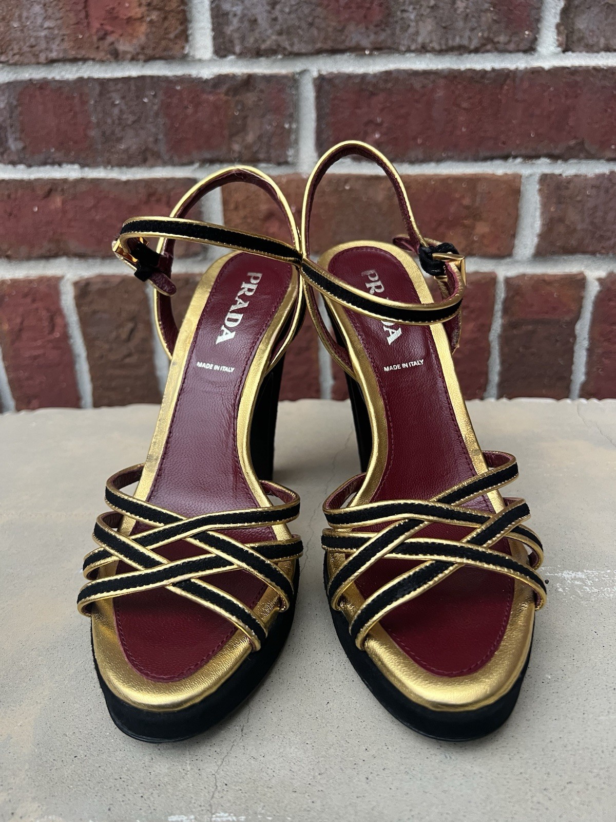 Prada Gold Strappy Sandals/Heels/Pumps – Wmn’s Prada Sz 35 – United States Sz 5