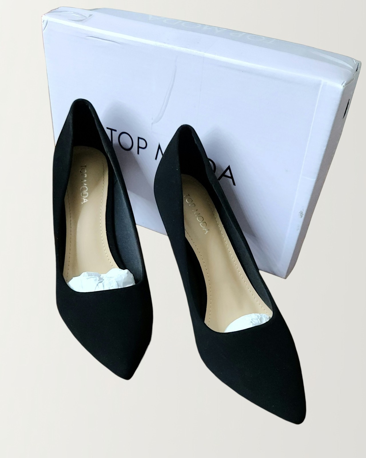 TOP MODA Women’s Black Solid Pointed Toe Slip On Stiletto Pumps Size 8.5