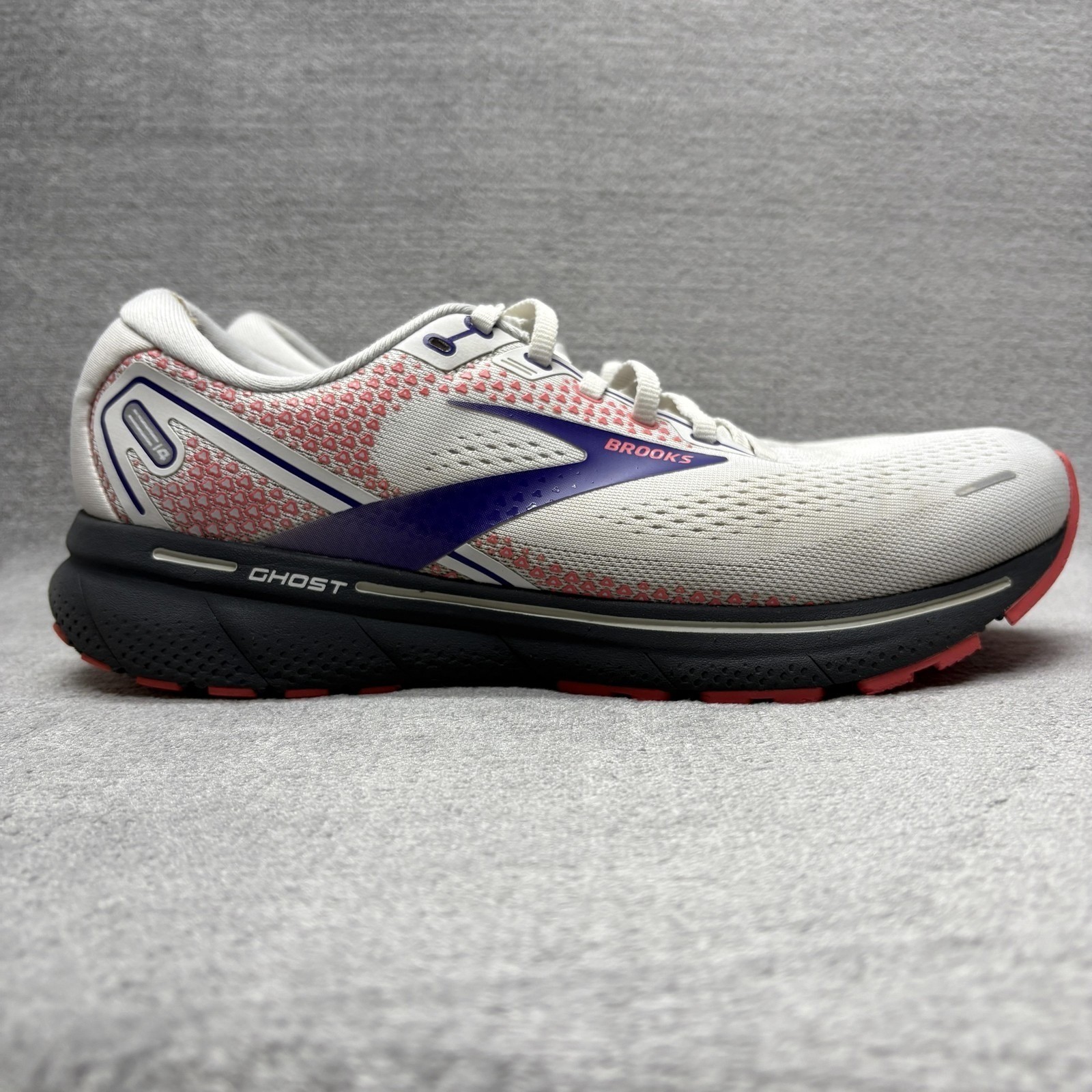 Brooks Ghost 14 Shoes Womens Size 10.5 White Purple Running 1203561B192