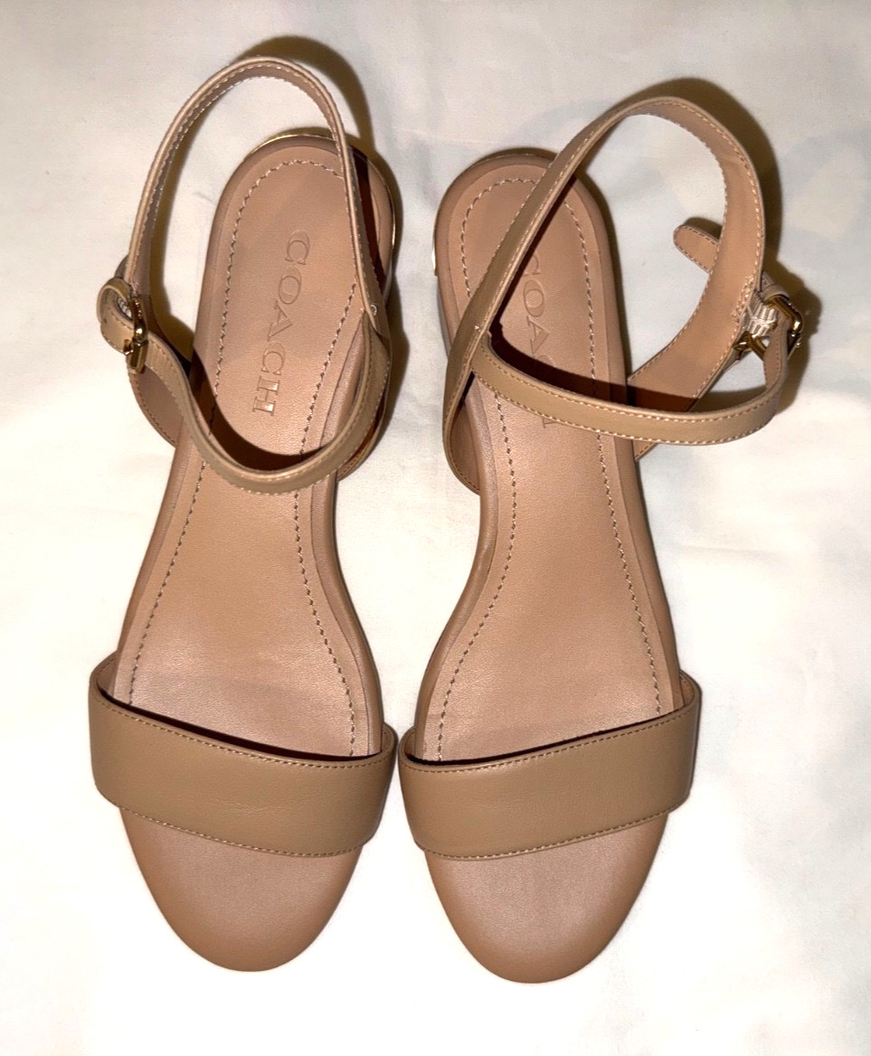 Coach Women’s Ida 35 Leather Sandal Beechwood Beige Size 8B