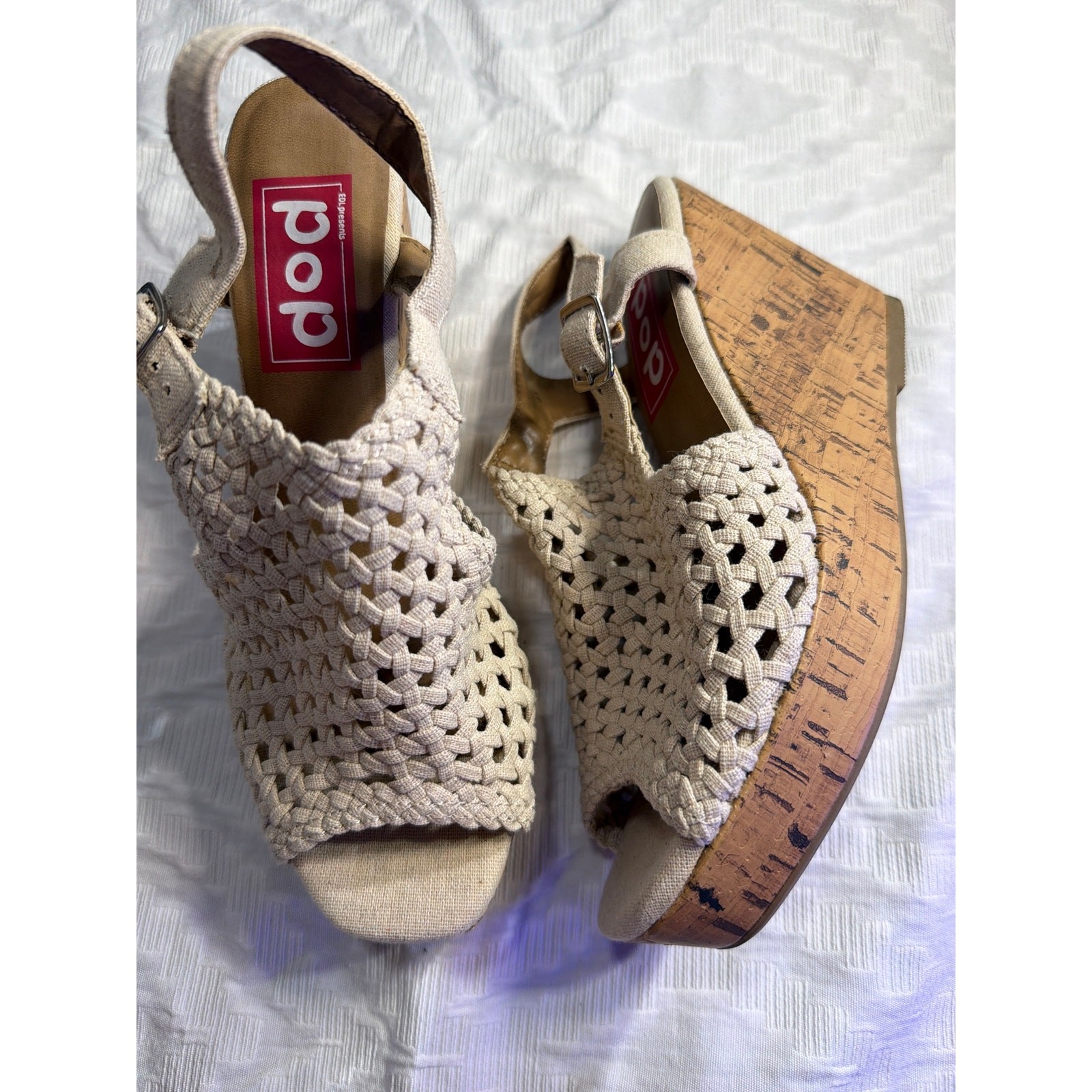 POP EVIE SIZE 8 Women’s cork Wedge Heels