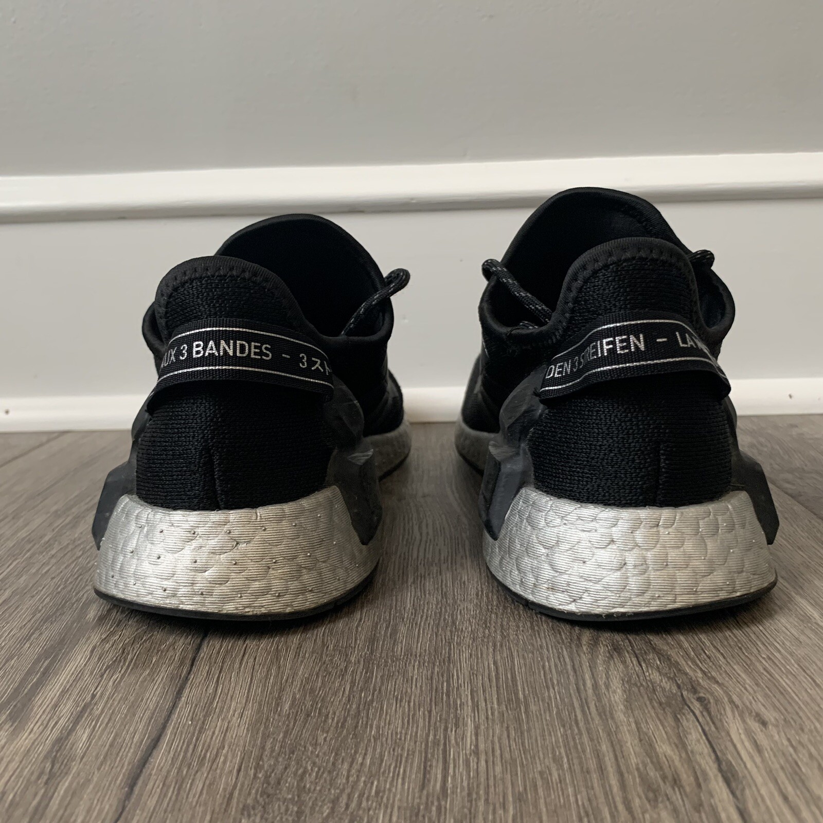 Adidas NMD_R1 v2 Athletic Sneakers Core Black Silver Boost Running Womens 8.5