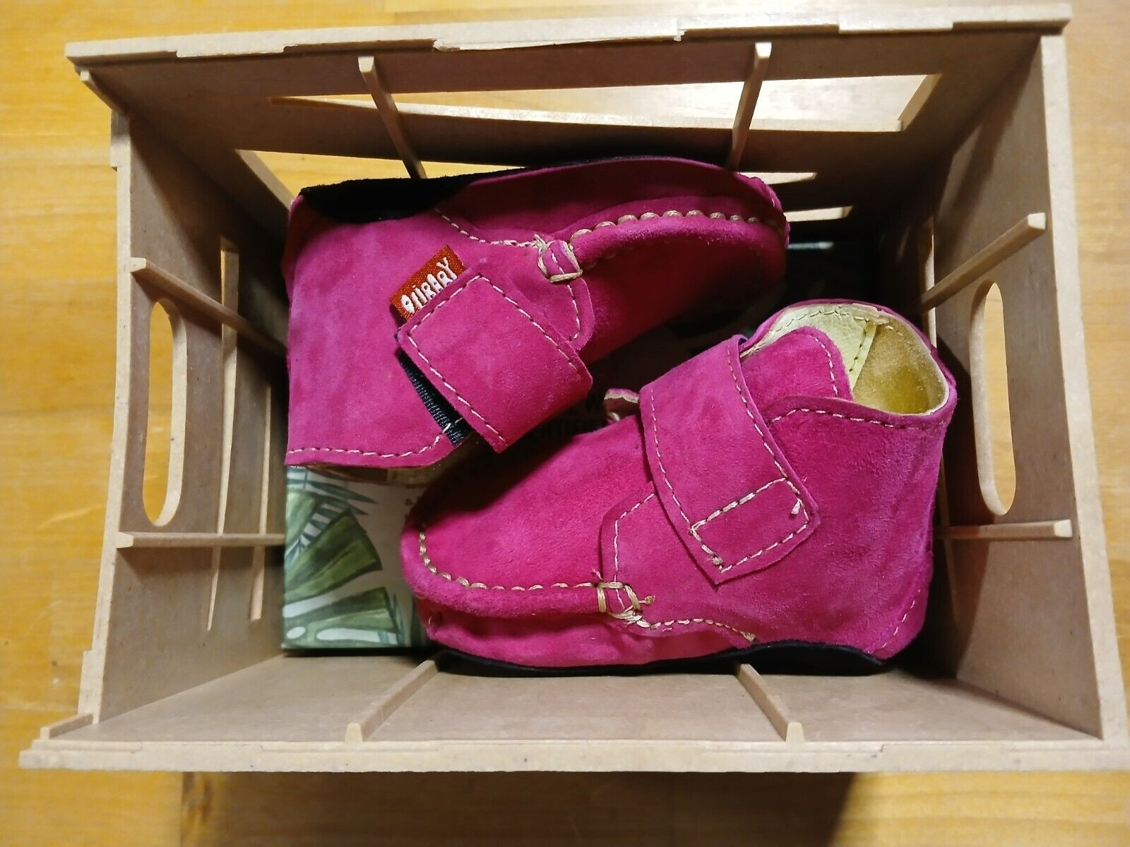 Olibaby 6-12 Months Size 2/3 Pink Girls Suede Booties Handmade Fair Trade