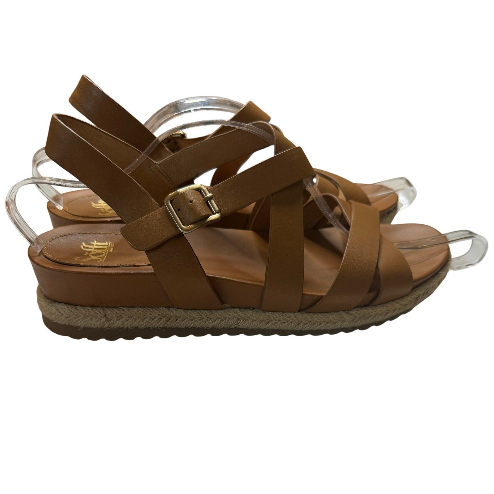 Sofft Brown Leather Strappy Platform Espadrille Sandals SF0030500 Size 11M