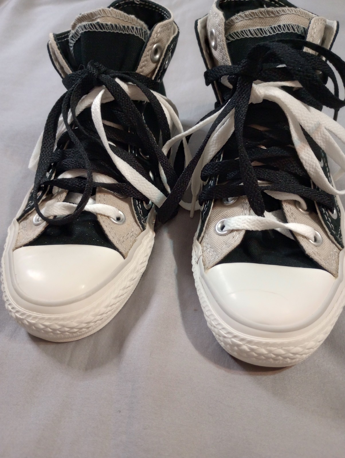 Converse All Star Chuck Taylor Mens 4 Womens 6 Black Gray High Top Double Tie