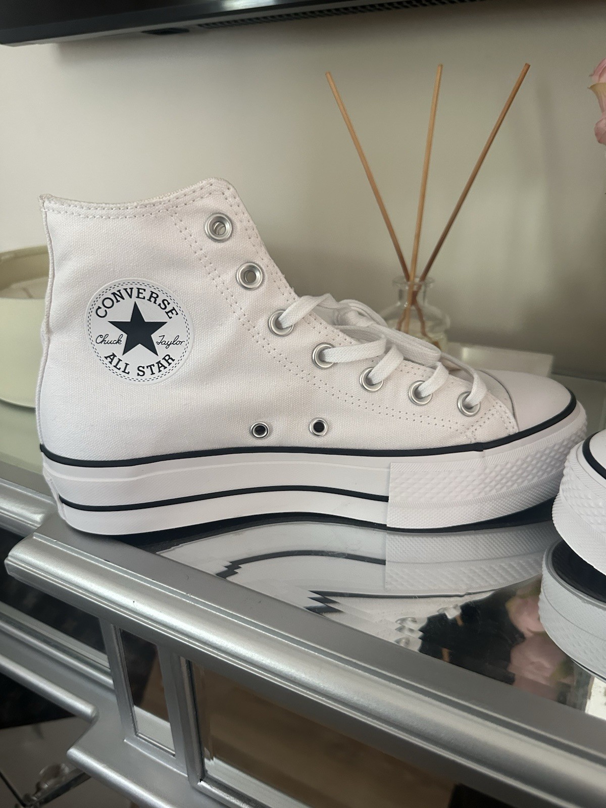 Converse Chuck Taylor All Star Platform High Top White Canvas Sneaker 560846F
