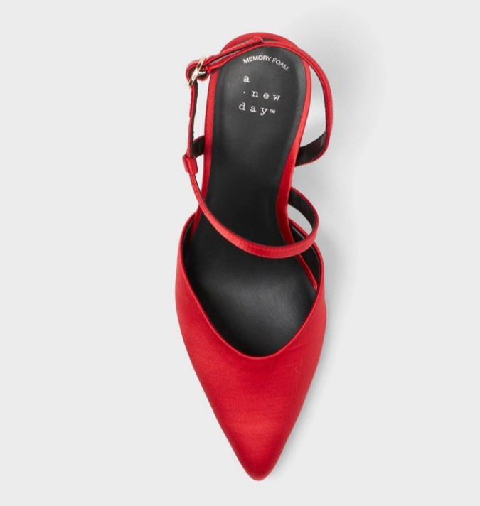 A New Day Women’s Rosemary Red Satin Heels, Memory Foam Insole Sz 10 New W/ Box