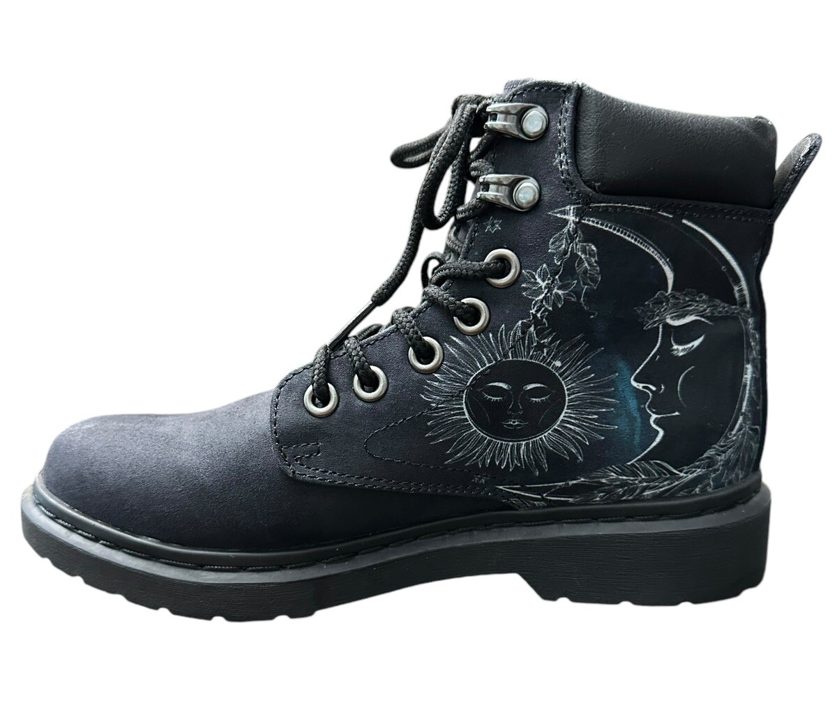 Yes We Vibe Vegan Leather Women’s Boots Moon Sun Faux Size 5