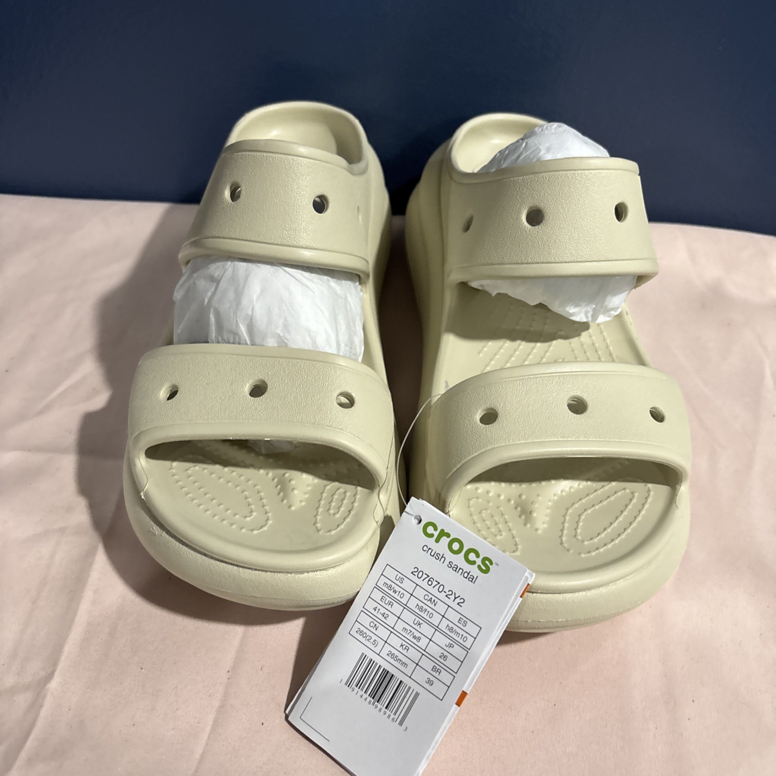 Crocs Classic Crush Sandal Bone Slip Womens Size 10 Women 8 Men Unisex