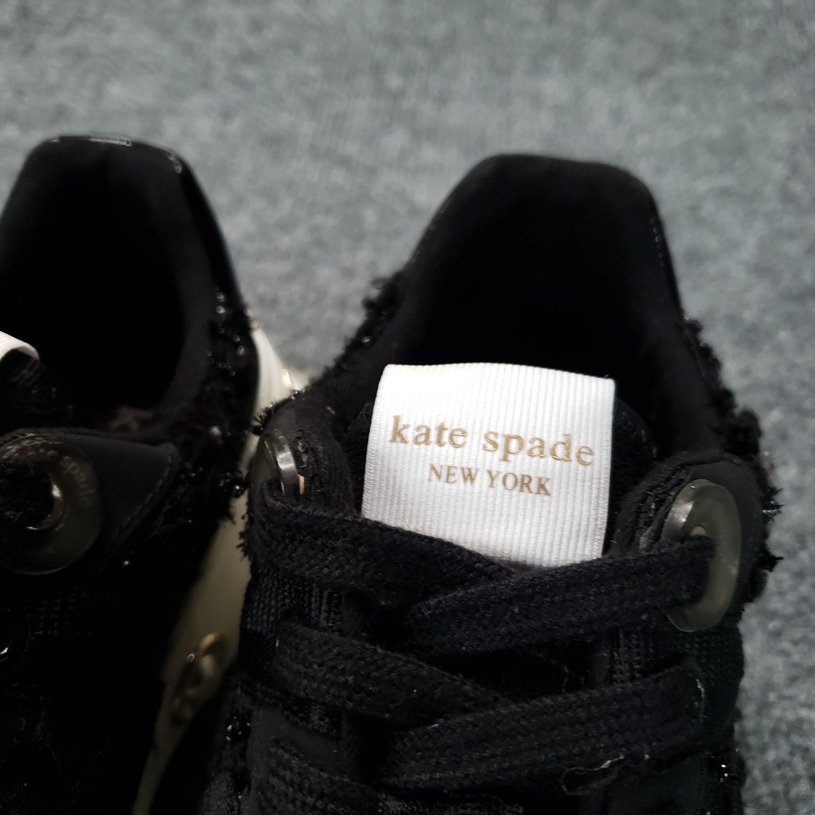 Kate Spade New York Cayman Shoes Womens Size 6 Black Sneaker Pearl Studded