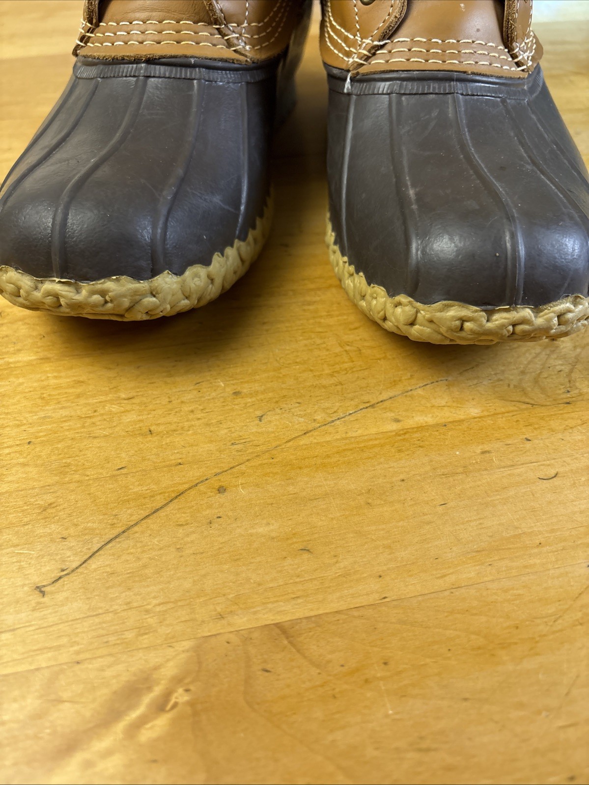 LL Bean Women’s Brown Leather 8″ Lace Up Unlined Ankle Duck Boots Size 10 M