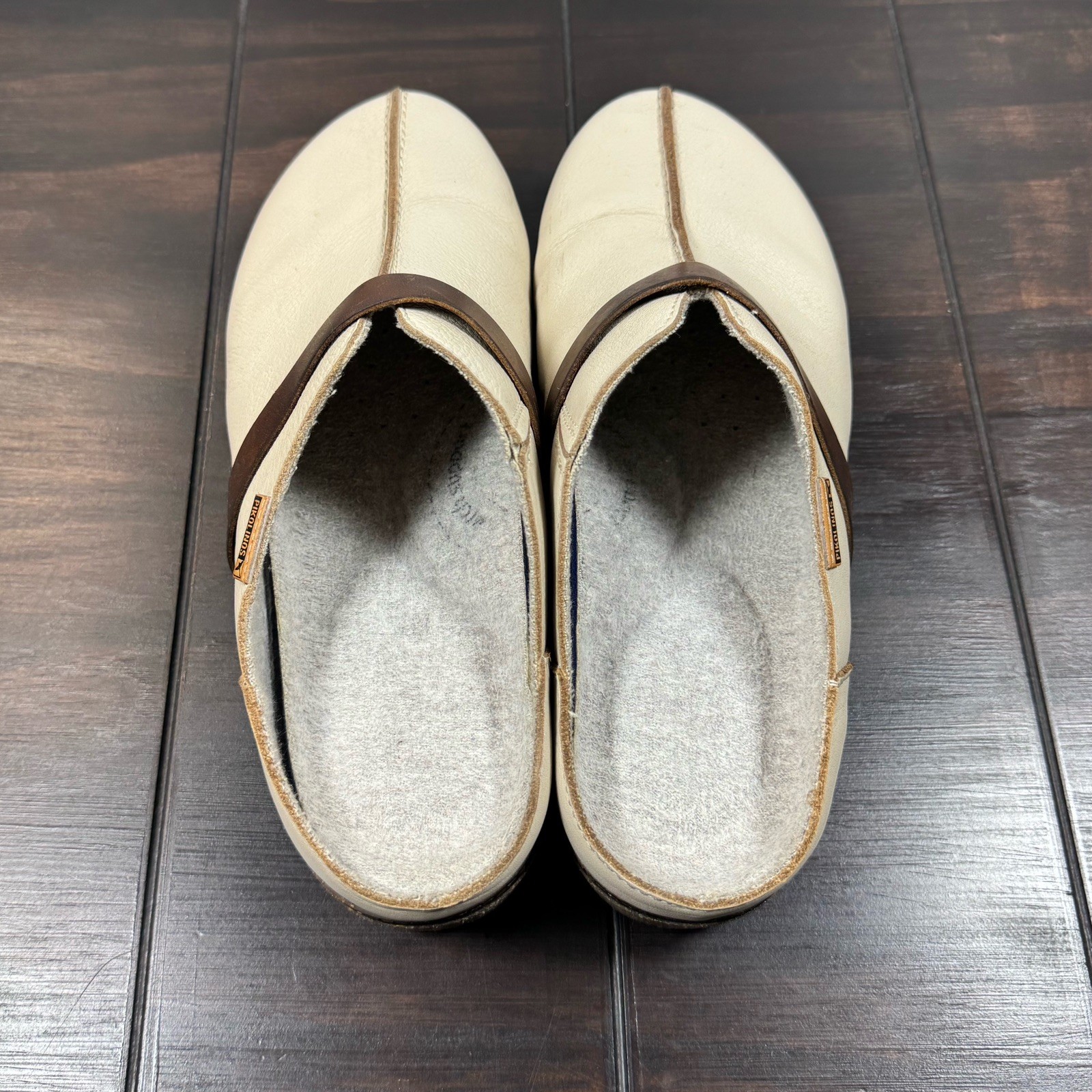 Pikolinos Granada Women’s Medium Heel Clogs Marfil Calfskin Leather Sz 39