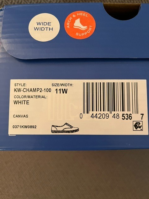 Womens Keds Canvas Champion White Sneaker Size 11 Wide Width Brand New