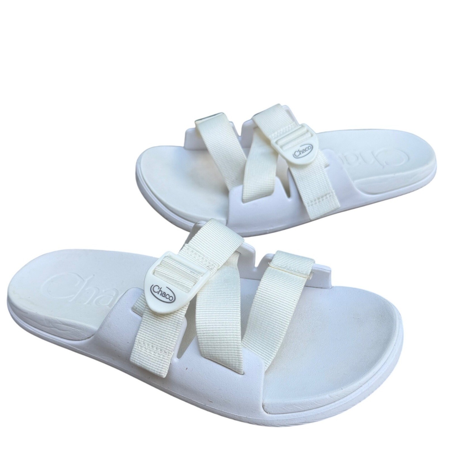 Chaco Chillos Slide Sandals Womens 10 White Adjustable Sport Recovery Comfort