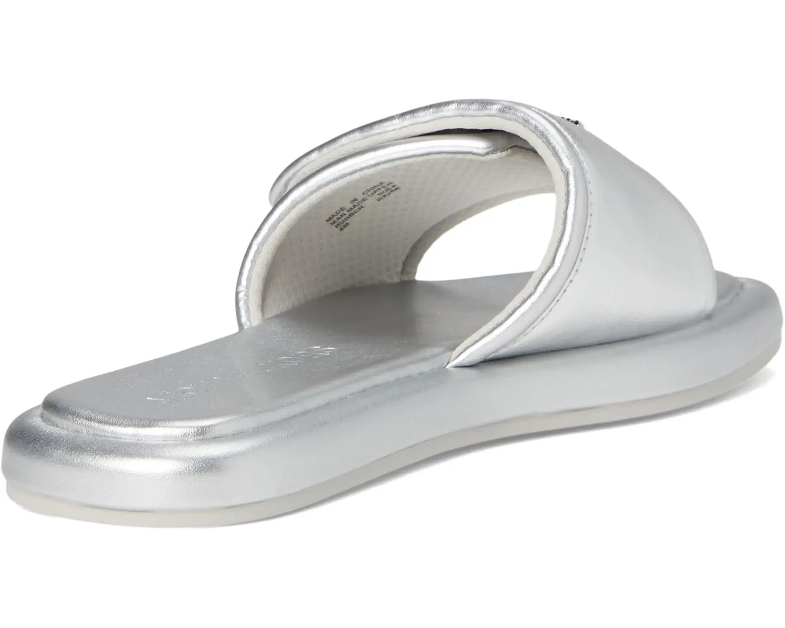MICHAEL KORS SUKI MK LOGO SILVER ADJUSTABLE SLIDES 9 11 I LOVE SHOES