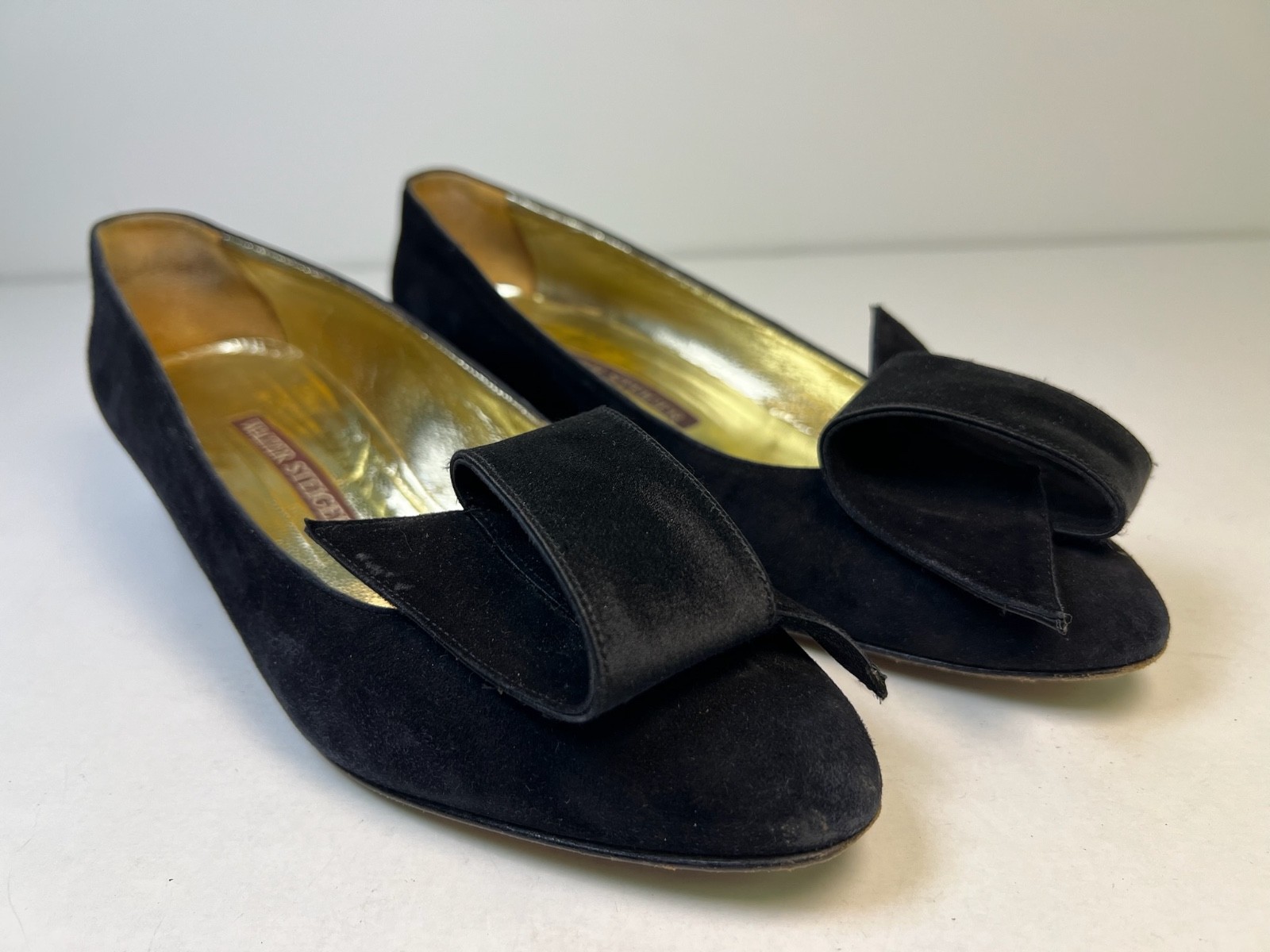 Walter Steiger STAMPA Black Suede Low Heel Dress Pumps Size 8.5 B