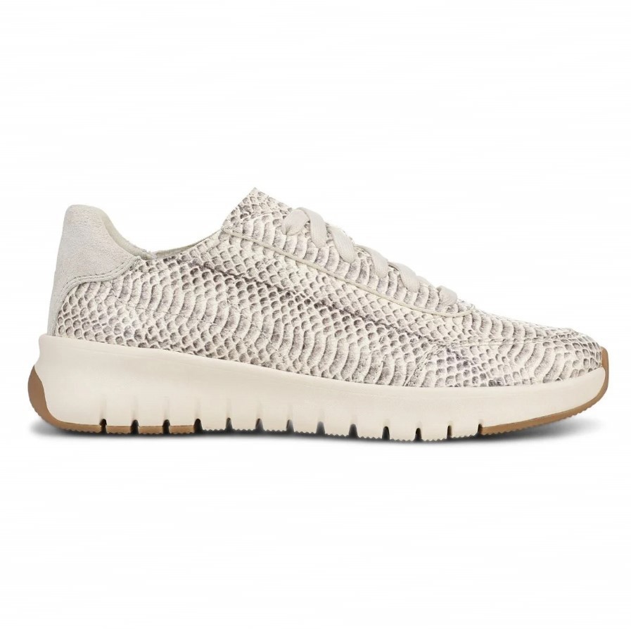 VIONIC Women Uptown Sneaker, Ivory Python Print Leather (NEW)
