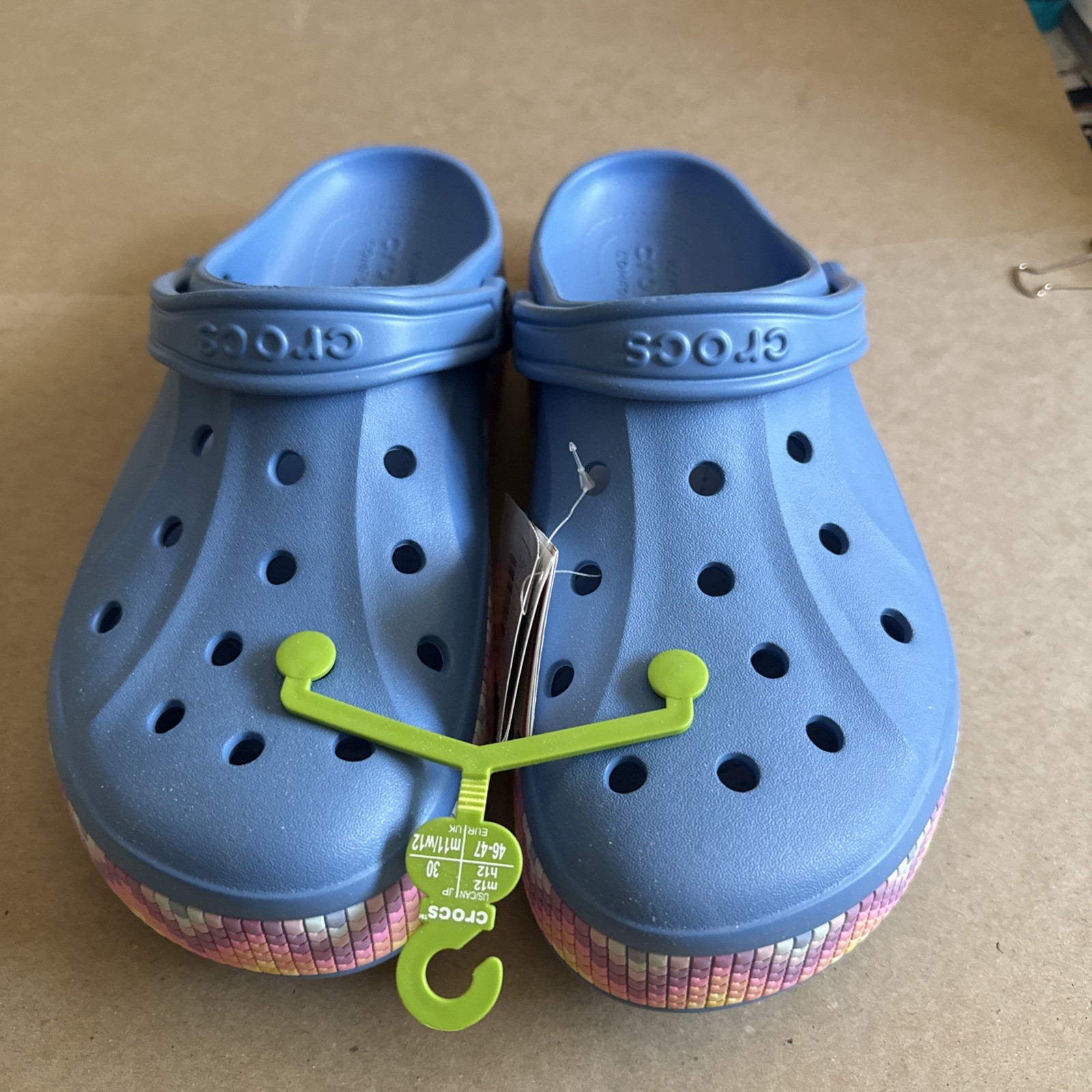 CROCS Baya Band Blue Multicolored Midsole M12 W14 – New