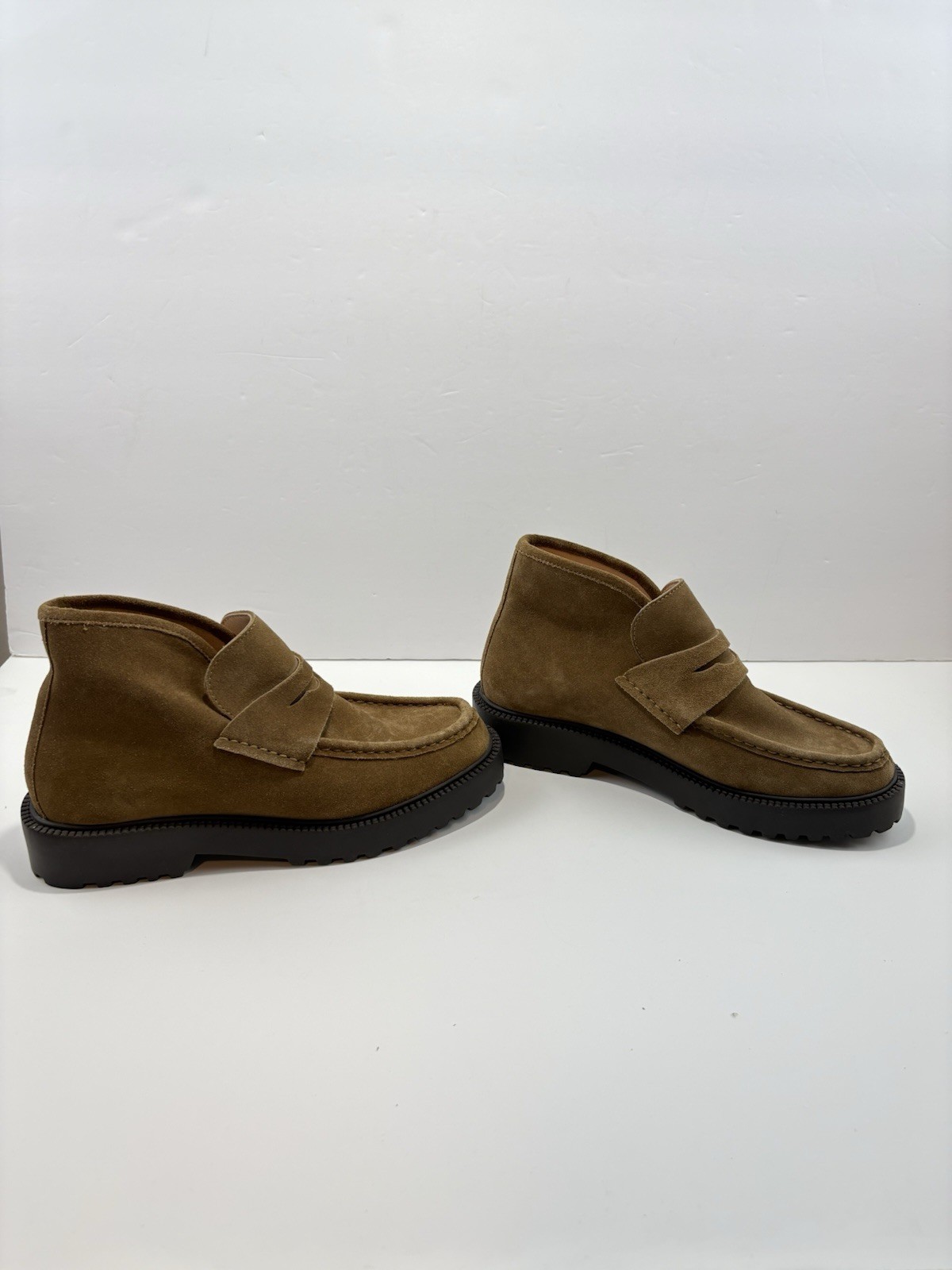 JCrew Women 100% Leather Lug-sole loafer boots in suede Size 7.5 Brown