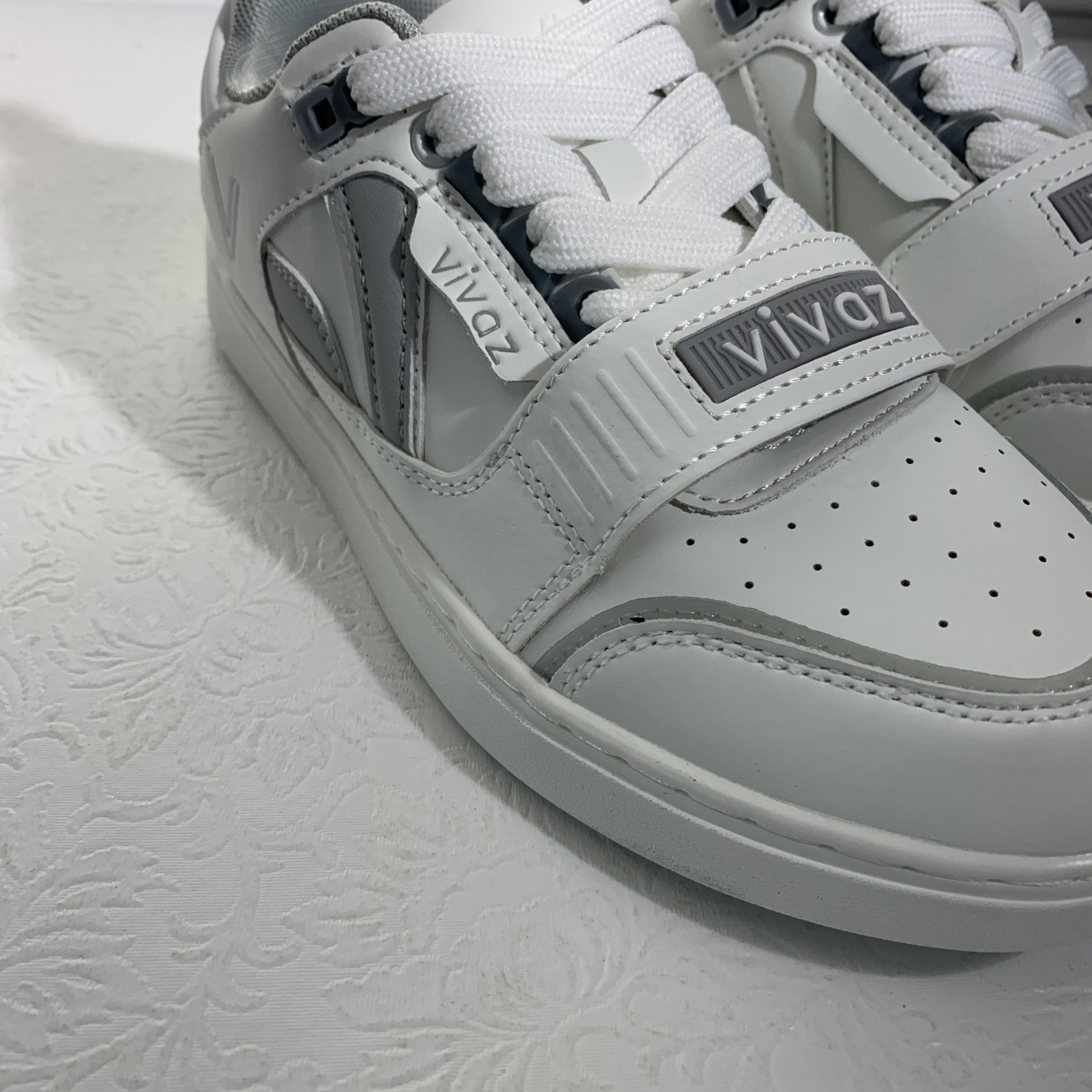 Vivaz White Silver Dance Lace Up Sneakers Unisex Men Women