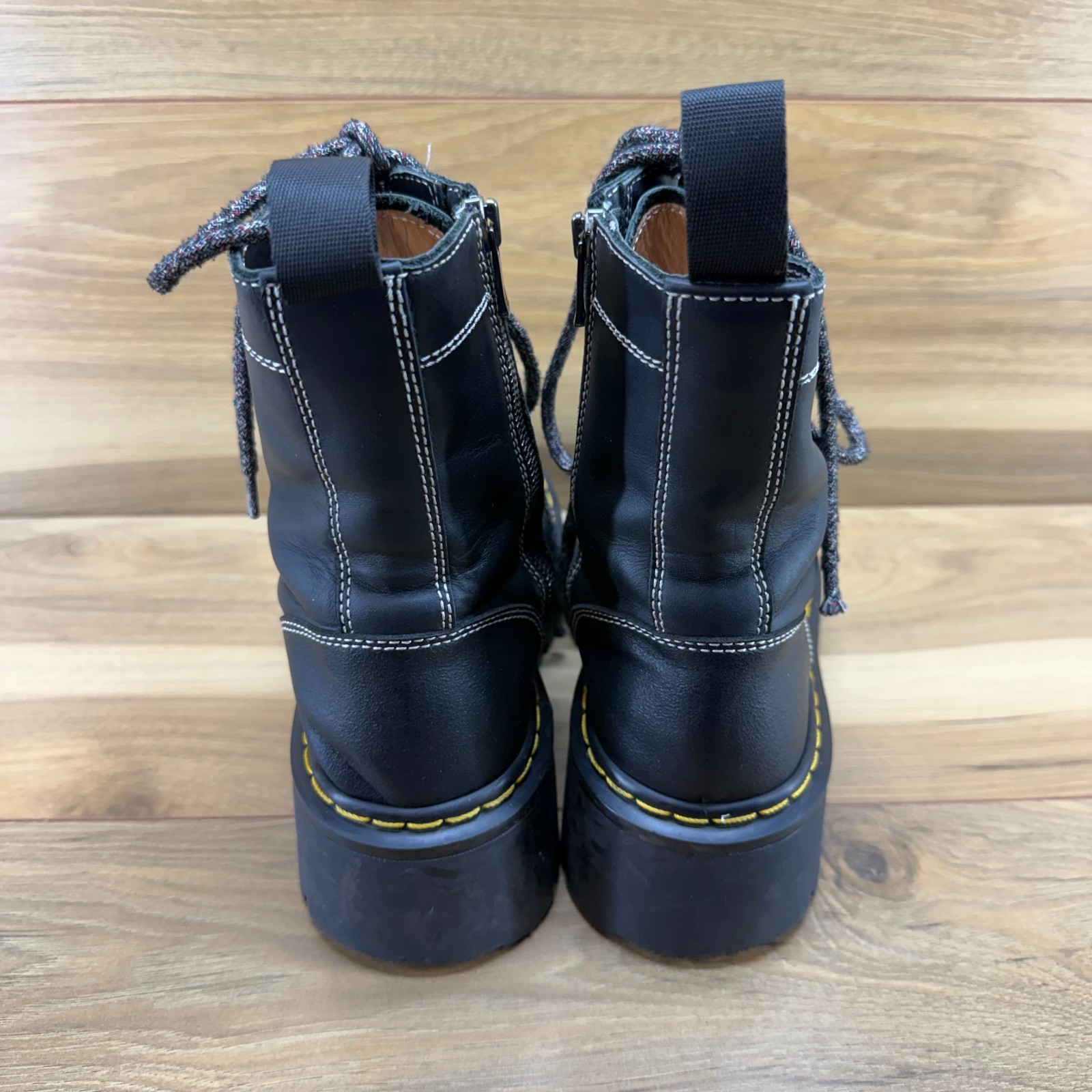 CHENDAN Chunky Platform Boots Womens 8 EU 38 Black Leather Grunge Goth Punk Y2K
