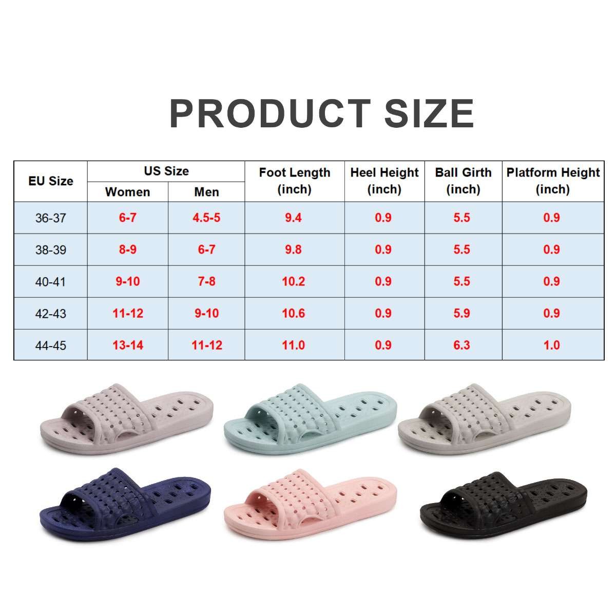 Mens Women Shower Shoes Quick Dry Non-Slip Bathroom Slippers Dorm Home Slides US