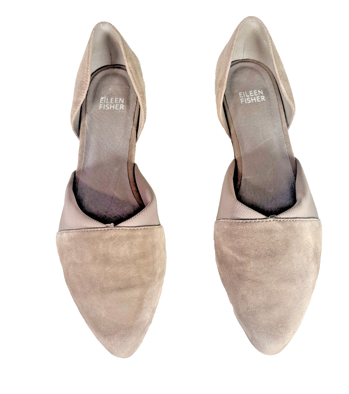 Eileen Fisher Asha Suede Flats Taupe Pointed Toe Slip On Comfort Women 8.5