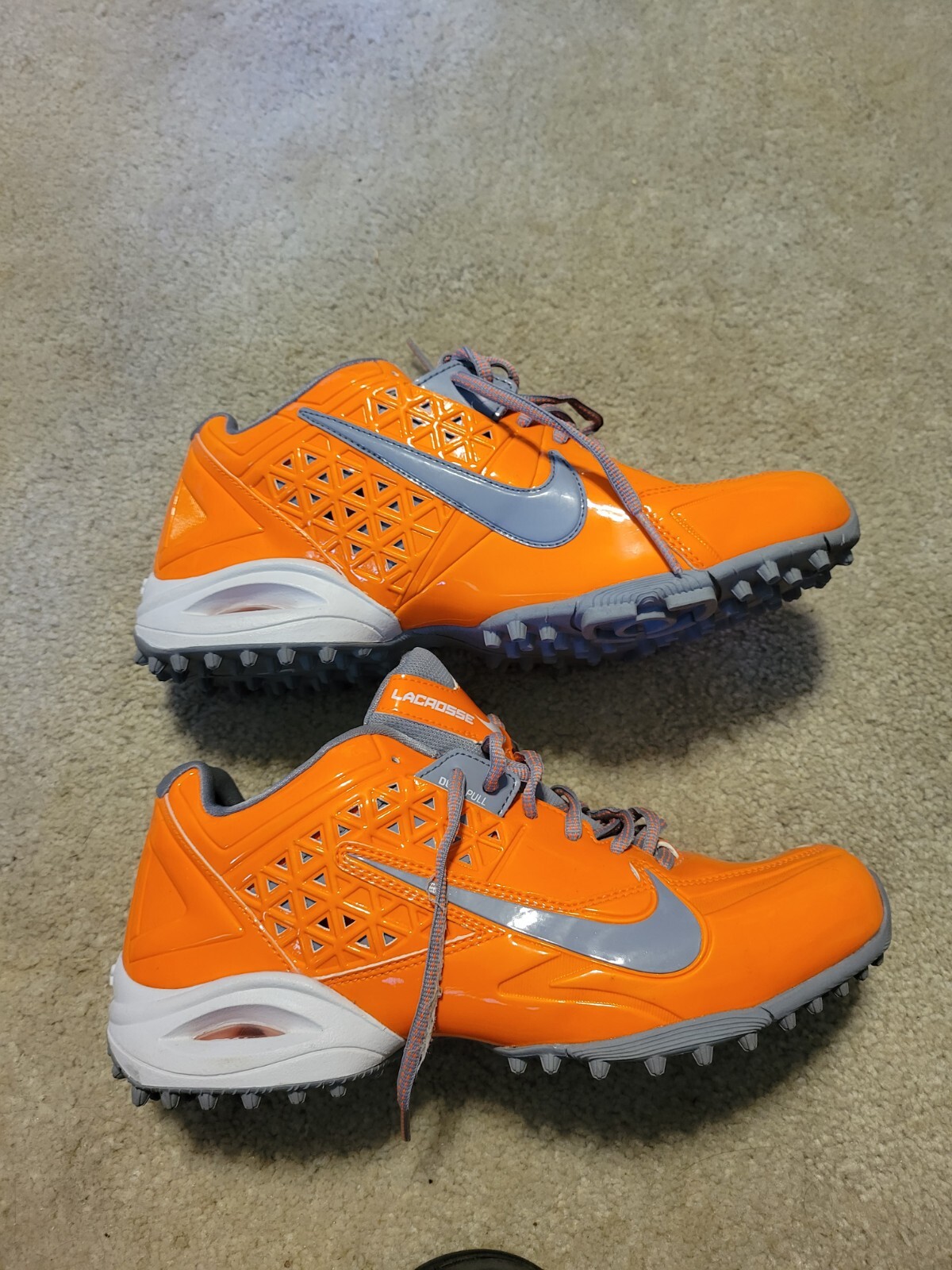 Nike Womens Air SpeedLax Turf Lacrosse Cleats Orange Gray 624977-800 2013 Sz 10