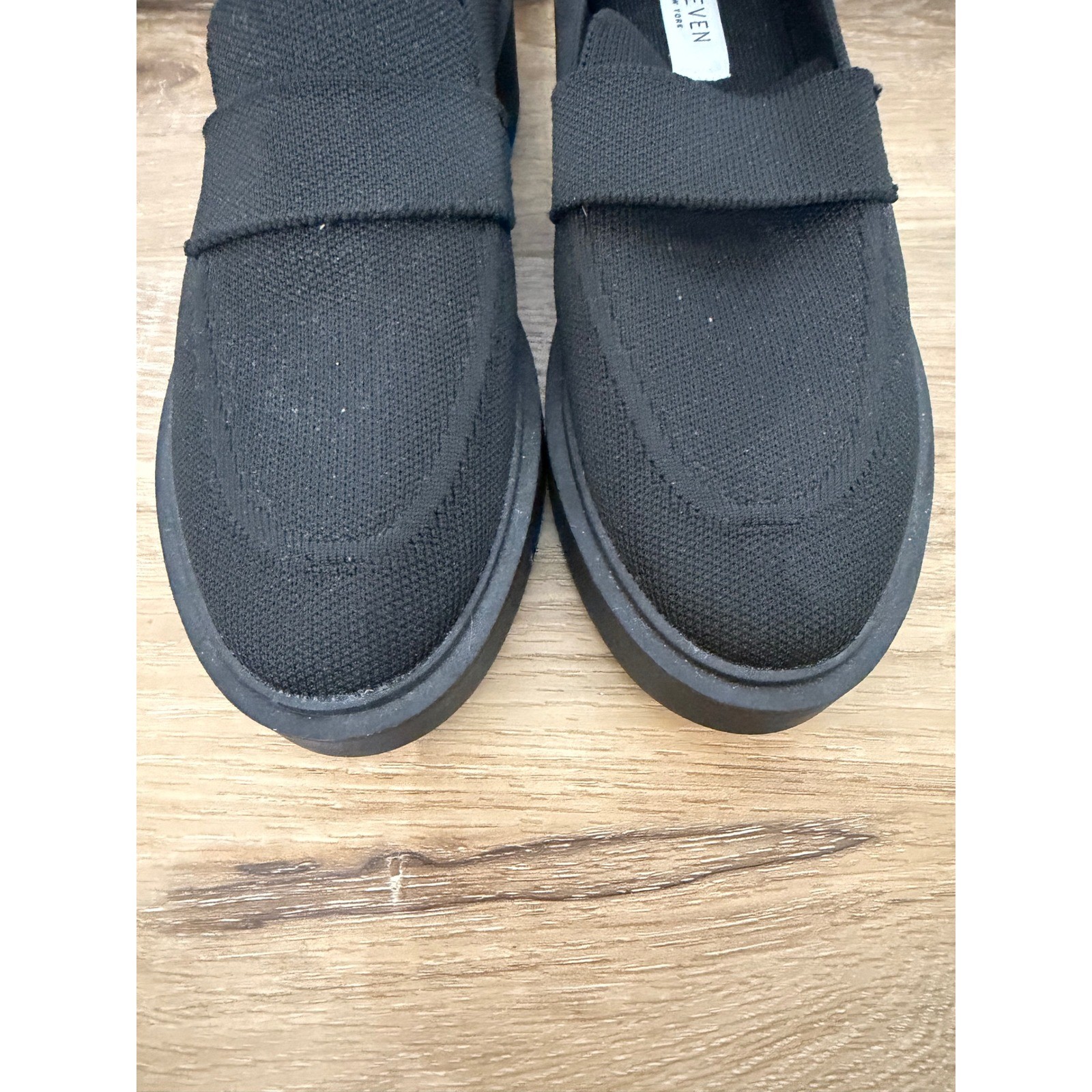 Steven New York Brynn Black Knit Platform Penny Loafers Womens 8M