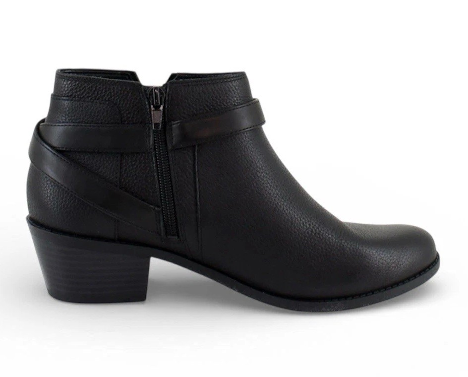 Vionic Farrah Womens Size 8.5 Wide Ankle Boots Booties Black Leather