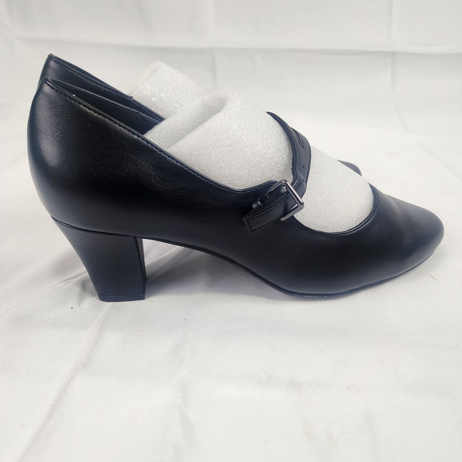 Easy Street Womens Meryl Black Mary Jane Block Heel Pumps 9.5 M