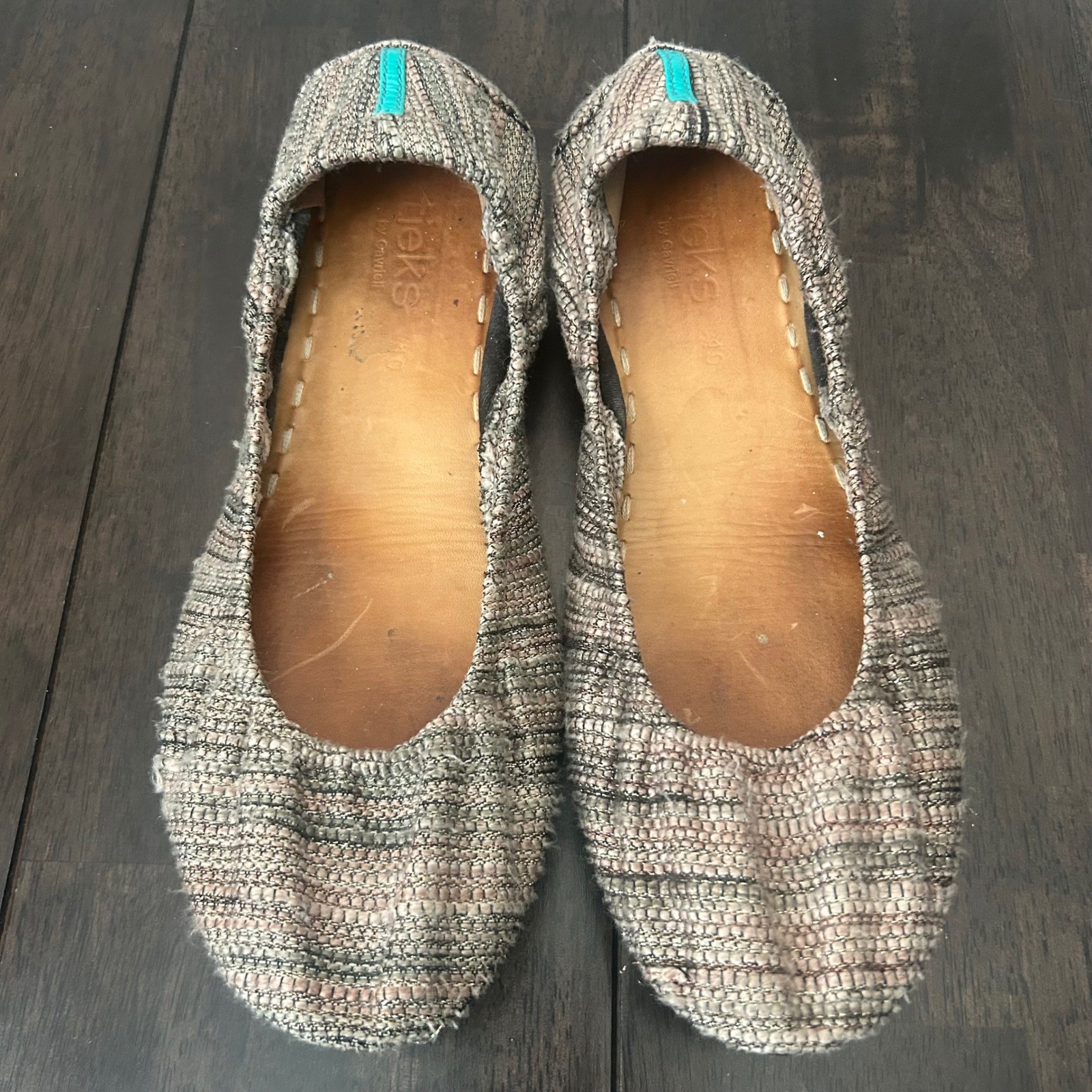 Tieks by Gavrieli Women 10 Mojave Woven Metallic Ballet Flats Brown Gray