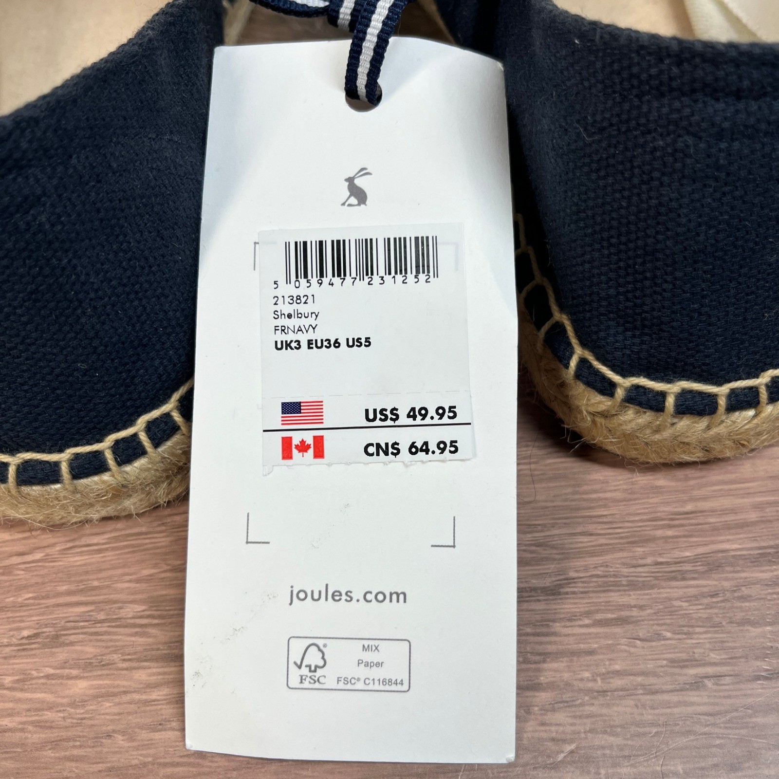 Joules Shelbury Espadrilles Womens Navy Blue Embroidered Bee Canvas Flats 5 NEW
