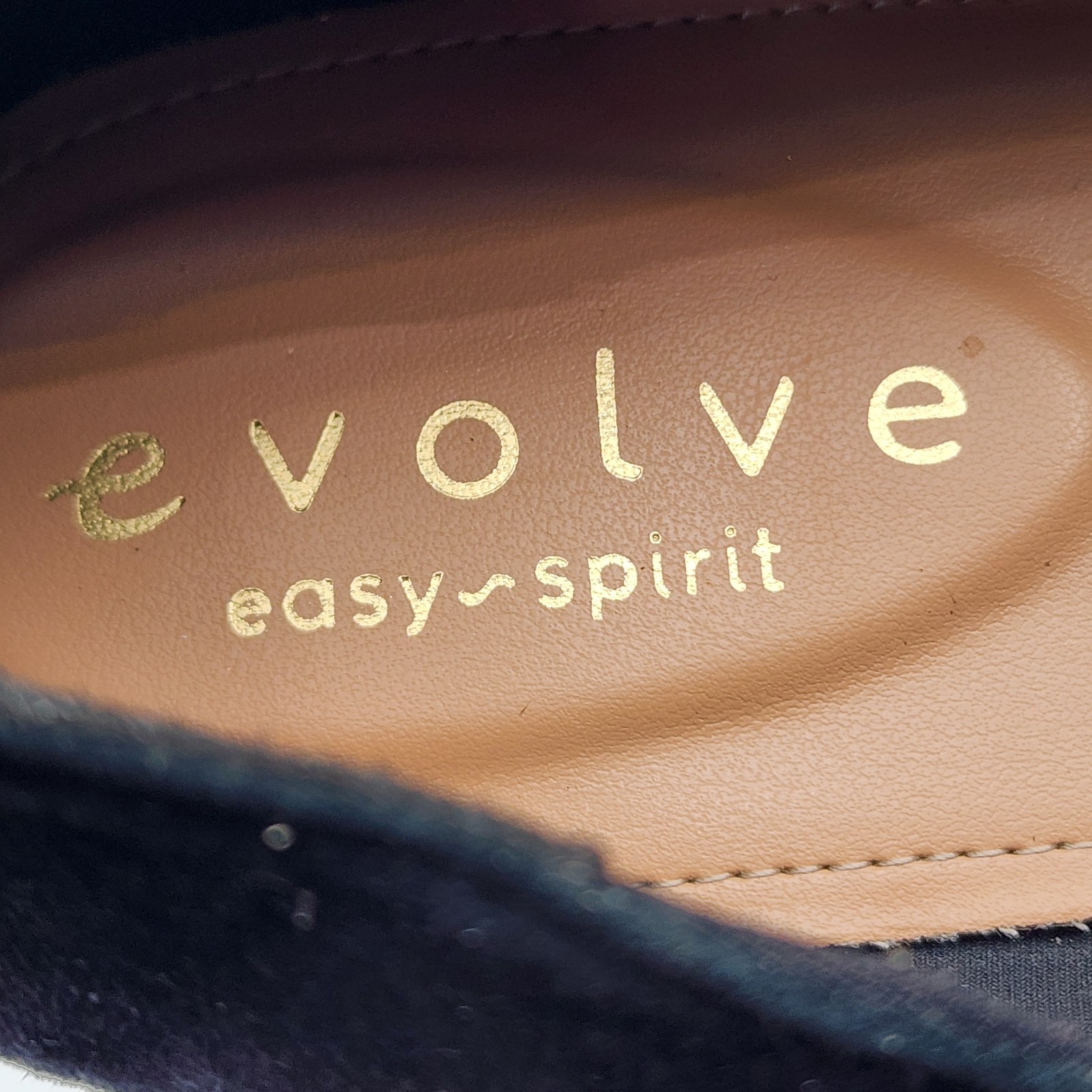Evolve Easy Spirit Pip8 Women Size 8M Black Suede Loafer Marbled Grosgrain Top