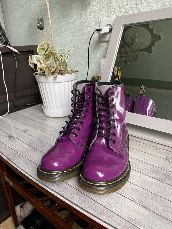 Women Dr Martens Boots Purple Leather 38 #8KE2