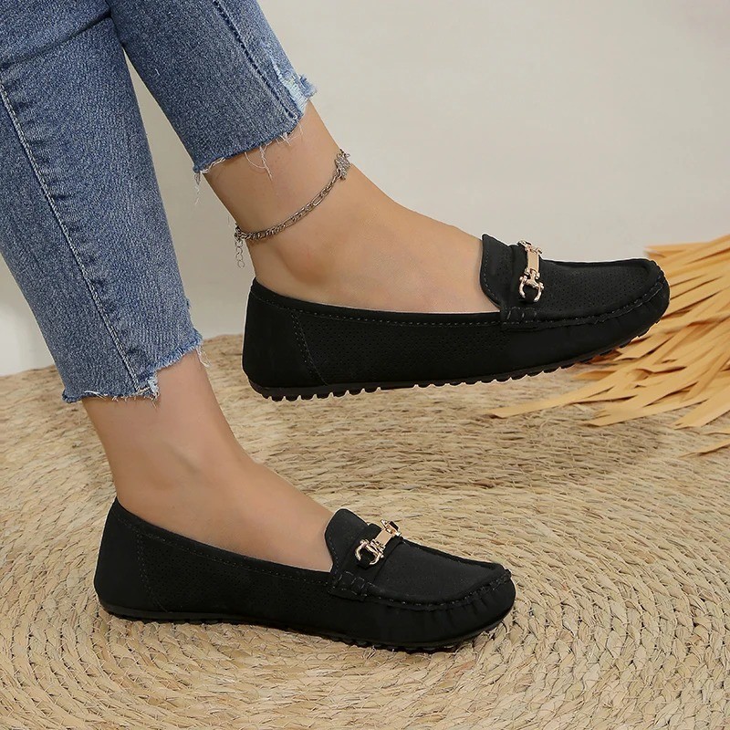 Women Flats Solid Color Mesh Loafers Shallow Shoes for Women Soft Bottom Knit Ba