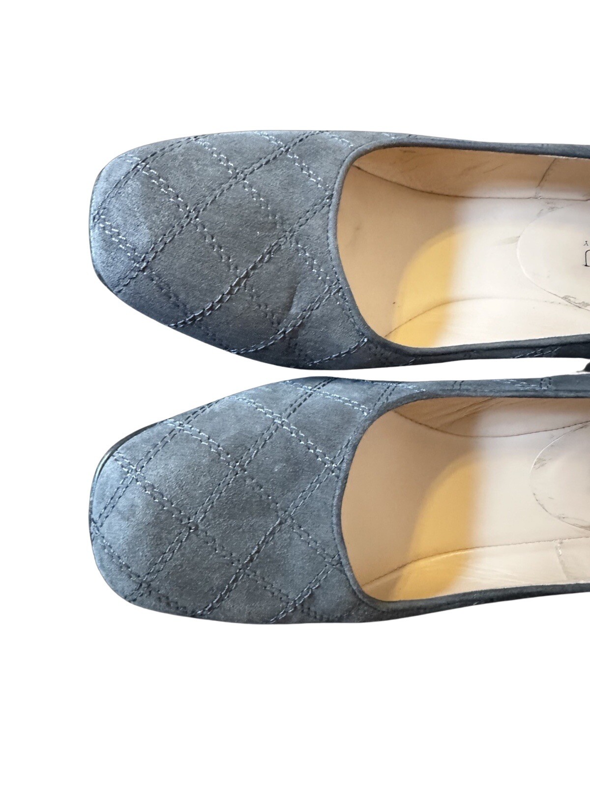 ANYI LU Greenish Gray Suede Semi Round Toe Classic Pumps 9/40 Made In Italy