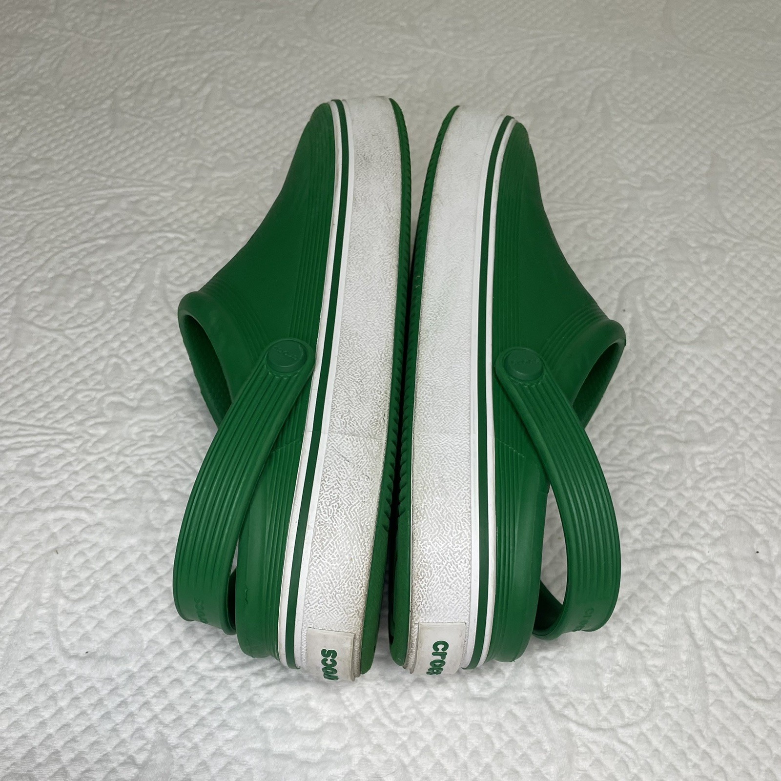 Crocs Unisex Bayaband Clogs Mens 9 Womens 10 Green & White EUC