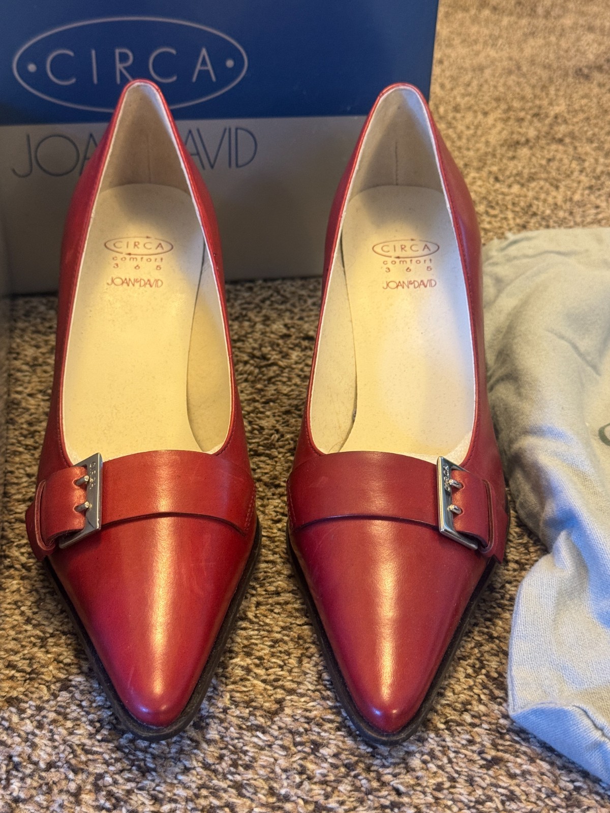 NIB Circa Joan & David CJ Calliope Red Leather Pumps Sz 7M Deadstock w/ Dust Bag