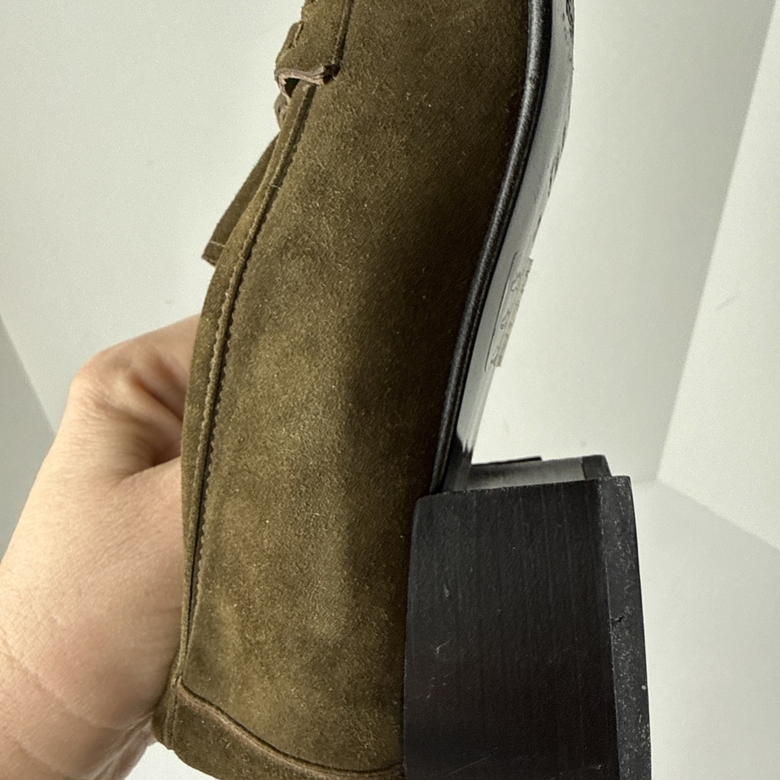 Sigerson Morrison Dark Olive Suede Leather Slip-On Loafer Women’s Size 7