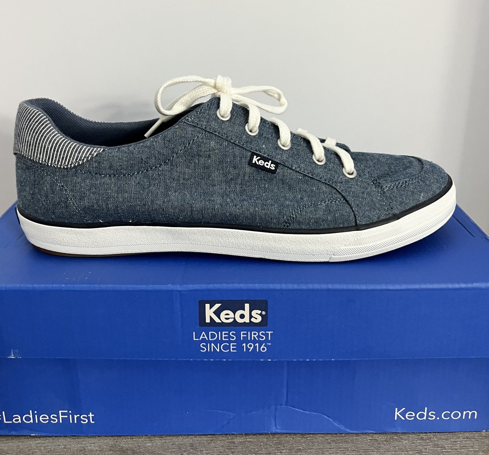 Keds Blue Chambray With Blue & White Striped Accent, Women’s Size 10 Med